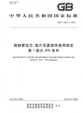 鋼制管法蘭、墊片及緊固件選用規(guī)定 第1部分：PN系列國(guó)標(biāo)/T 43079.1-2023