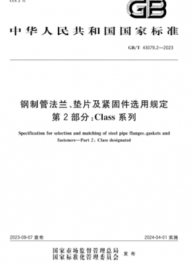鋼制管法蘭、墊片及緊固件選用規(guī)定 第2部分：Class系列國(guó)標(biāo)/T 43079.2-2023